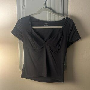 black short sleeve v-neck top